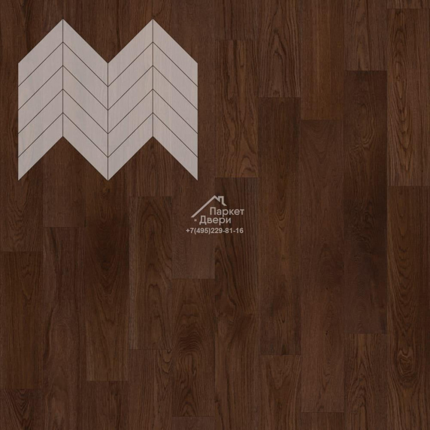 Паркет Елка Французская Lab Arte Chevron Дуб Натур Бронза лак 600/475х125х14/3/45°