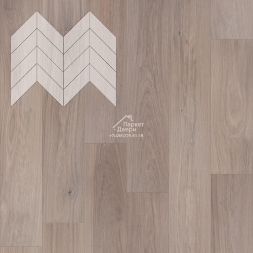 Паркет Елка Французская Lab Arte Chevron Дуб Натур Чегет белый лак 600/450х150х14/3/45°