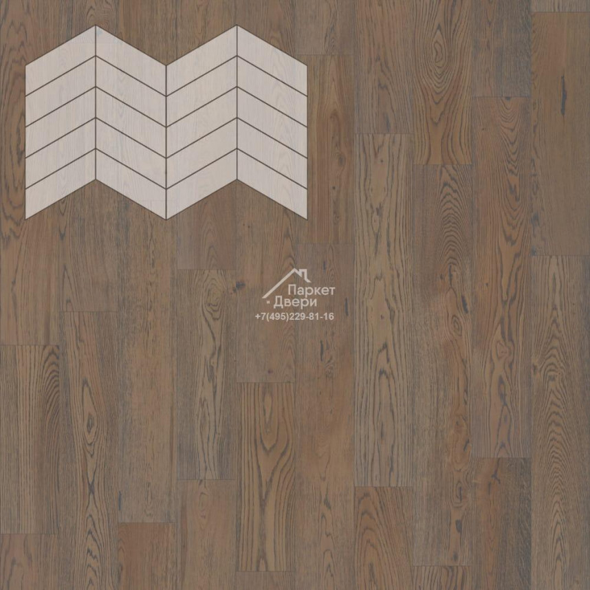 Паркет Елка Французская Lab Arte Chevron Дуб Рустик Грис лак 400/337х110х14/3/60°