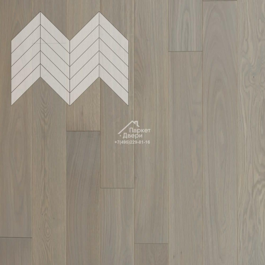Паркет Елка Французская Lab Arte Chevron Дуб Селект Concrete лак 600/490х110х14/3/45°