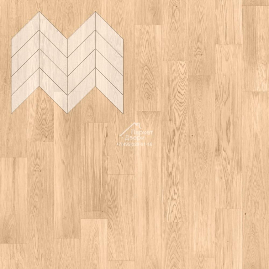 Паркет Елка Французская Lab Arte Chevron Дуб Селект Блонд лак 600/450х150х14/3/45°