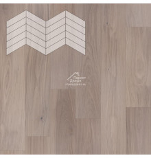 Паркет Елка Французская Lab Arte Chevron Дуб Селект Чегет белый лак 400/348х90х14/3/60°