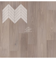 Паркет Елка Французская Lab Arte Chevron Дуб Селект Чегет белый лак 600/490х110х14/3/45°