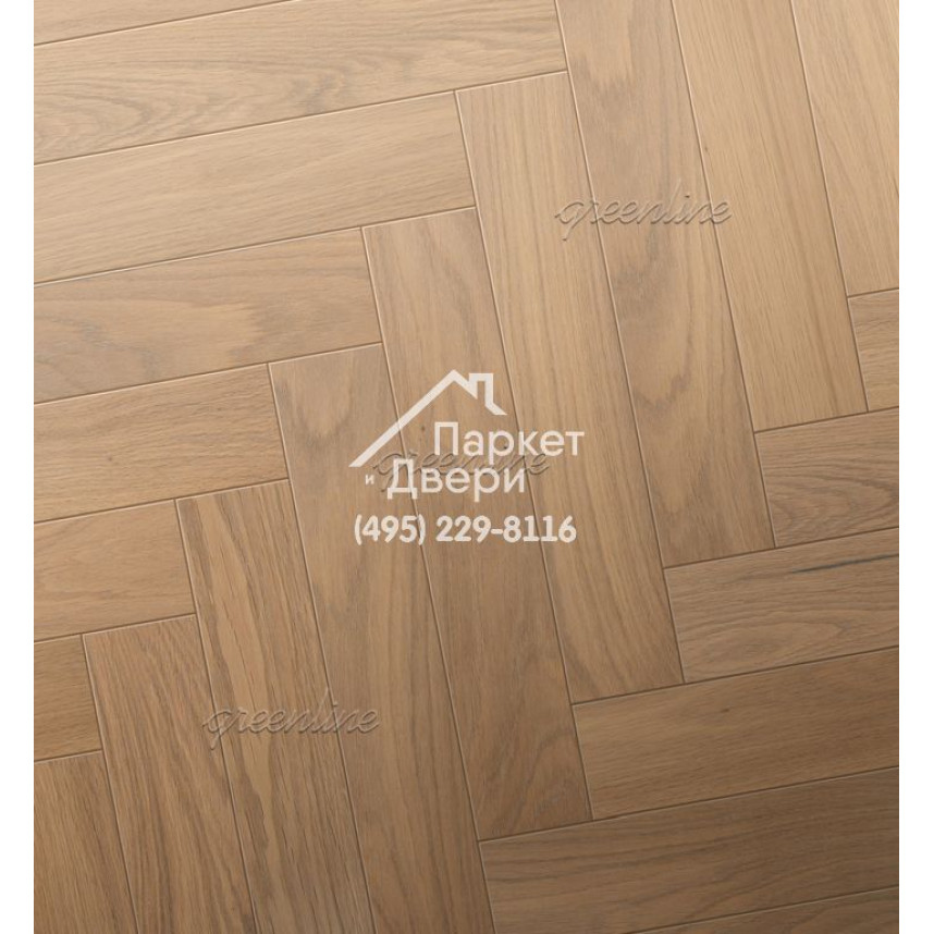 Паркет Английская ёлка Greenline Extra 704 дуб Софт, 500/600 х 100 / 127 х 12