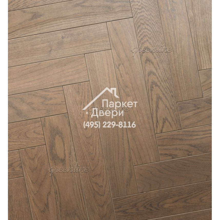 Паркет Английская ёлка Greenline Design 3106 дуб fumo