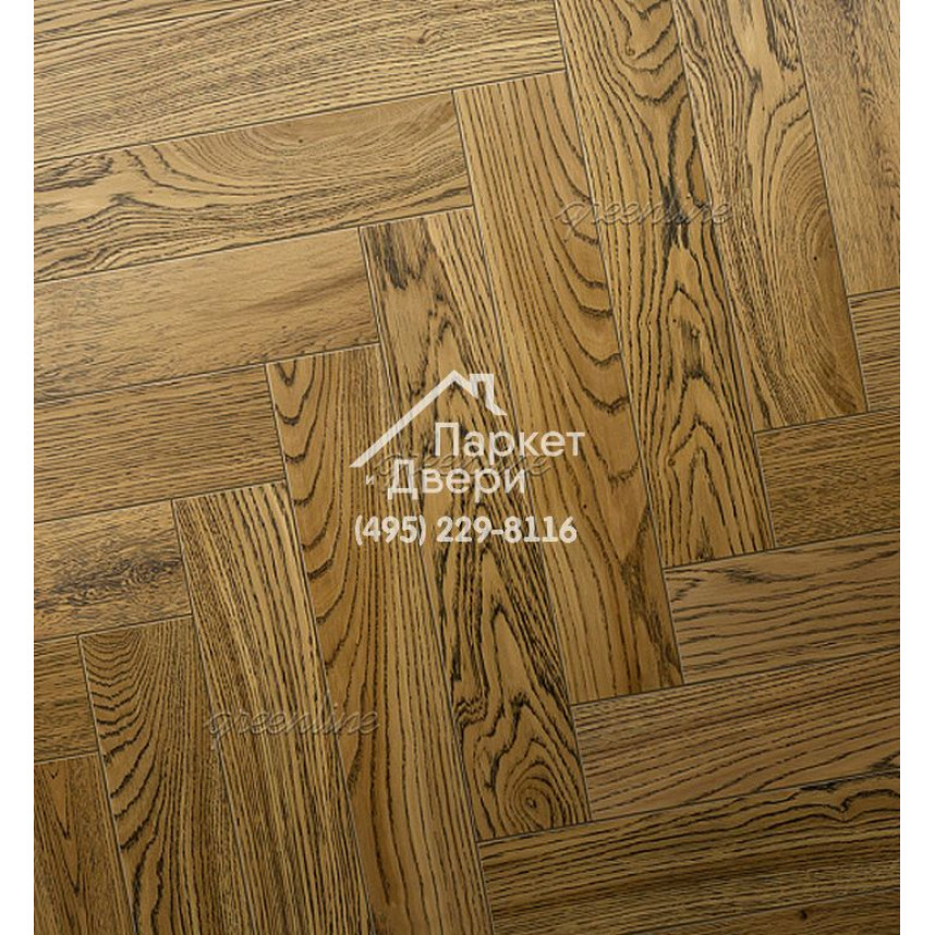 Паркет Английская ёлка Greenline Extra 711 дуб Брайт, 500/600 х 100 / 127 х 12-1