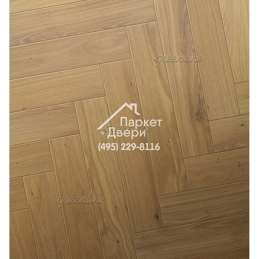 Паркет Английская ёлка Greenline Extra 714 дуб Дрим, 500/600 х 100 / 127 х 12-1