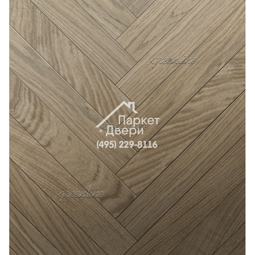 Паркет Английская ёлка Greenline Extra 719 дуб Грейс, 500/600 х 100 / 127 х 12-2