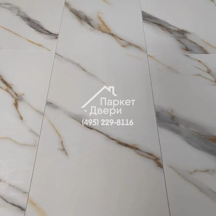 Каменный MSPC ламинат Stone Floor Мрамор Бело-золотой DC833 MP, 1220х234х8