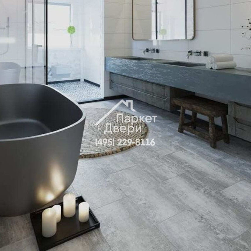 Каменный SPC ламинат Stone Floor Плитка Жемчужно-серая 8875709 НР, 610х305х4,5-1