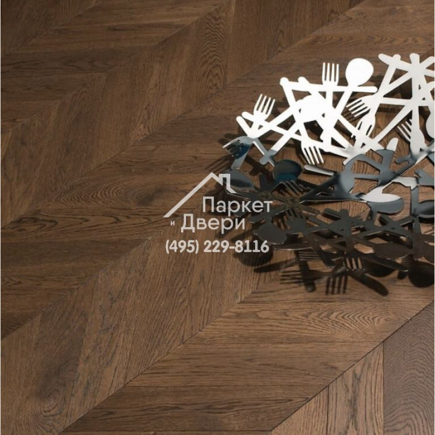 Паркет Французская Ёлка Coswick 60° Дуб Молочный шоколад 1176-4217-20, Таверн, 548x127x15