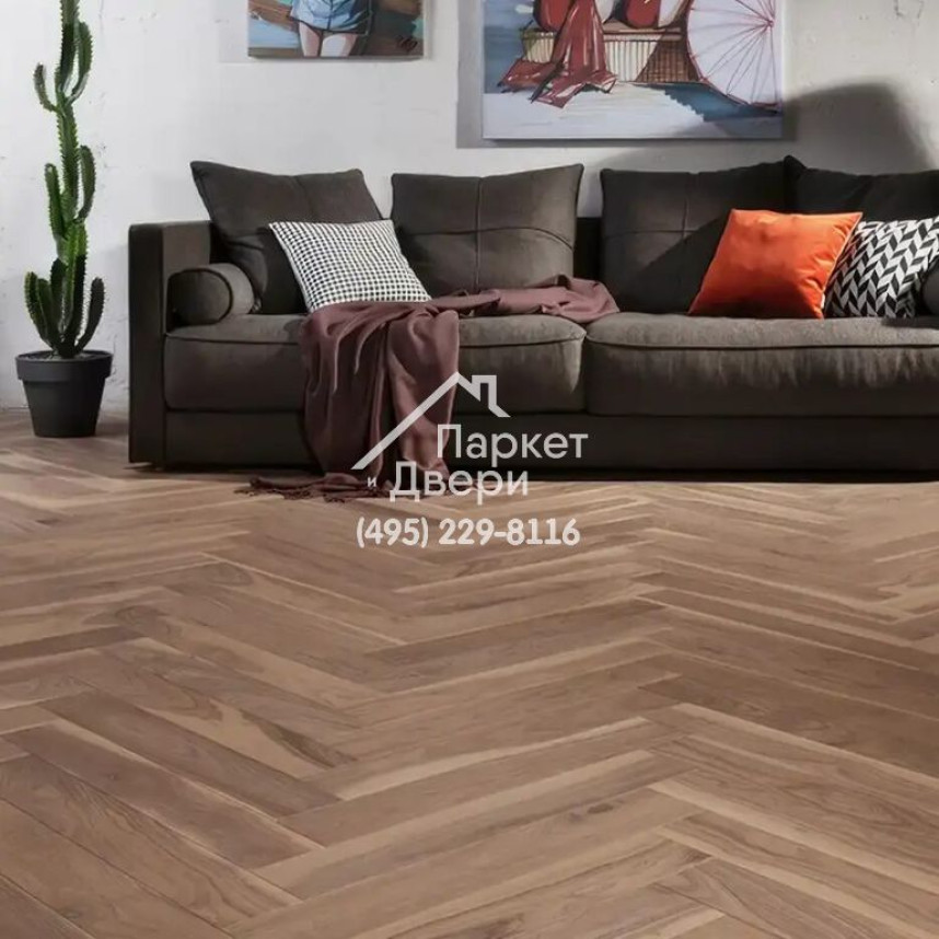 Паркет Английская Ёлка 90° Coswick Американский орех Туманный рассвет, 1374-3810-30, 1 Натур, 635x127x15-2