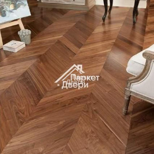 Инженерная доска Ablux Орех Американский (WALNUT) Французская Елочка SELECT, 600х90х15