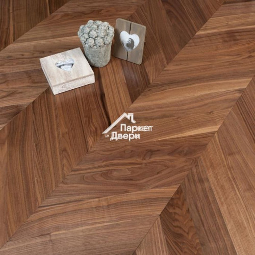 Массивная доска Ablux Орех Американский (WALNUT) Французская Елочка SELECT, 600x127x19