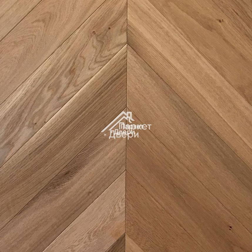 Паркет Wood Bee французская ёлка Chevron Дуб Натур Браш / Natur Brush, 510x92x12