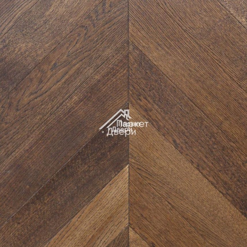 Паркет Wood Bee французская ёлка Chevron Дуб Шоколад / Chocolate, 510x92x12