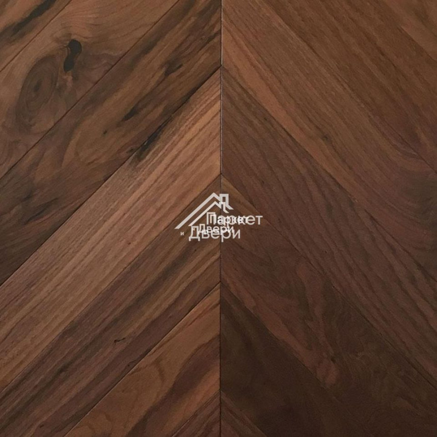 Паркет Wood Bee французская ёлка Chevron Американский Орех Кангари / Congaree, 510x92x12