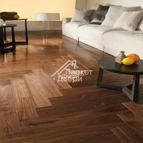 Инженерная доска Ablux Орех Американский (WALNUT) Английская Елочка SELECT 600x90x15