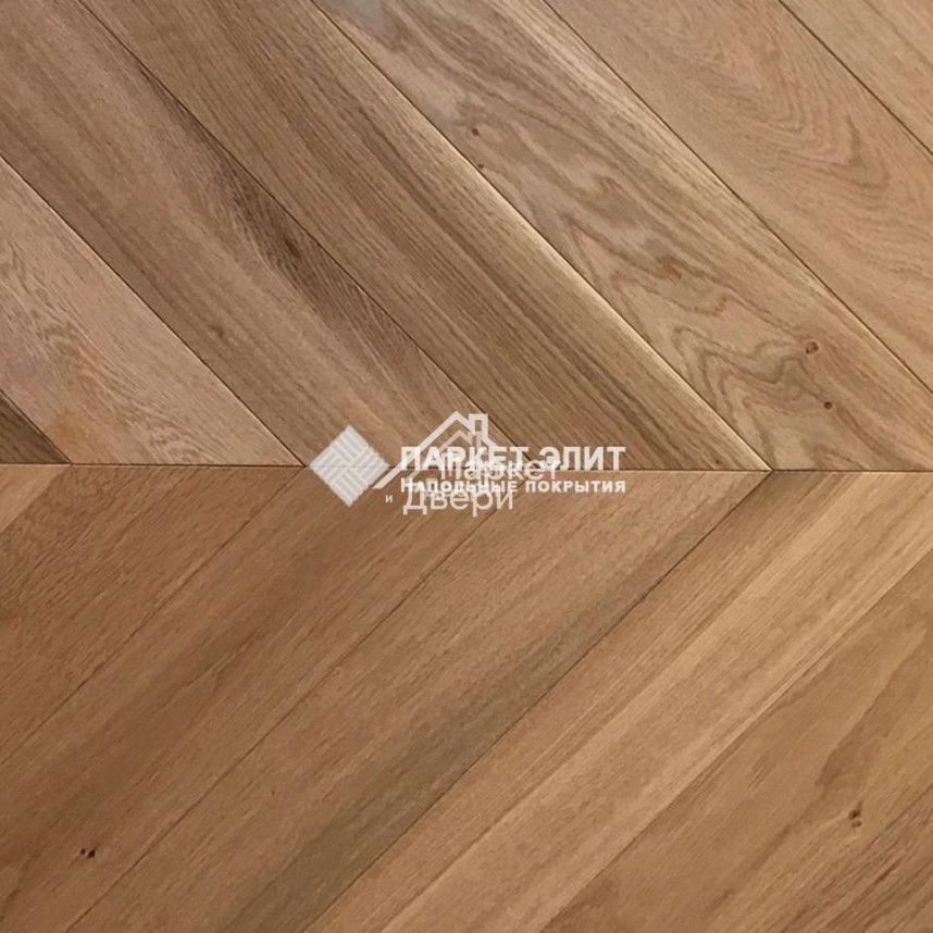 Паркет Wood Bee французская ёлка Chevron Дуб Натур Браш / Natur Brush, 510x92x12-1
