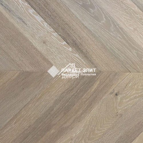 Паркет Wood Bee французская ёлка Chevron Дуб Крема / Crema, 510x92x12