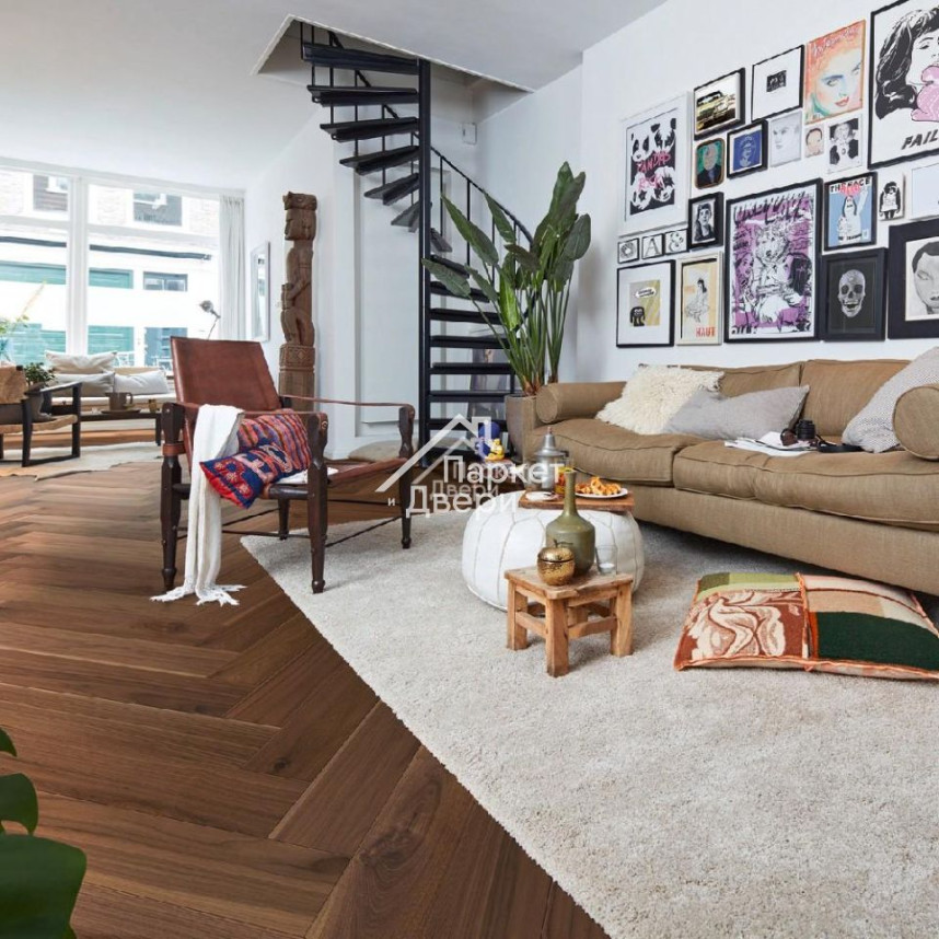 Паркет-елка Meister PS 500 Residence Орех американский лайвли 13 мм МЛ-1