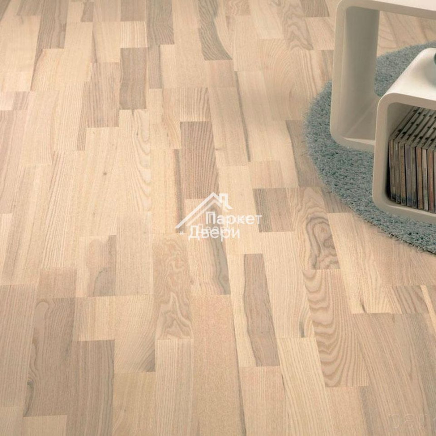 Паркетная доска Polarwood Ясень LIVING WHITE MATT 3S (Ливинг белый матовый) Classic 3-х полосная-1