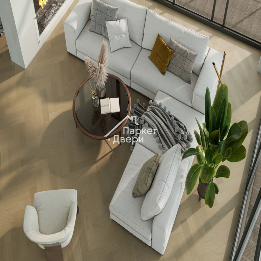 Кварцевый паркет Quartz Parquet Английская Ёлка Дуб Шампань 33-414 5/0,6 мм (1,936м²)-1