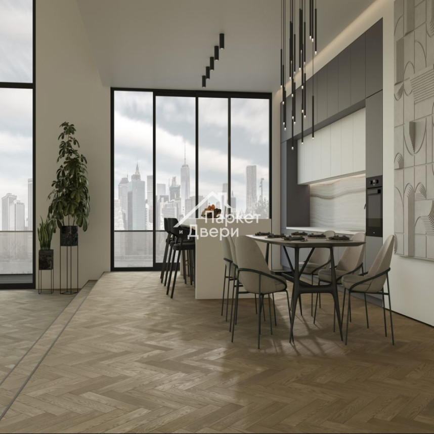 Кварцевый паркет Quartz Parquet Английская Ёлка Дуб Карельский 33-419 5/0,6 мм  (1,936м²)-1