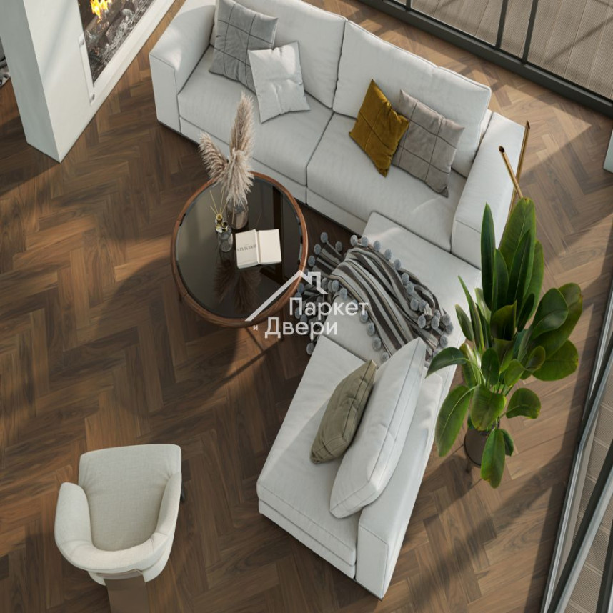 Кварцевый паркет Quartz Parquet Английская Ёлка Орех Американский 33-400-29 5/0,6 мм (1,936м²)-2