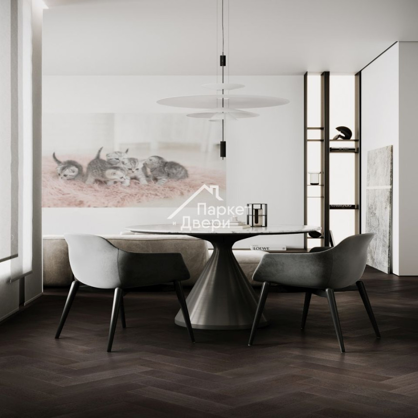 Кварцевый паркет Quartz Parquet Штучный паркет Дуб Смоляной 44-1258-01 5/0,6 мм (1,12м²)-1