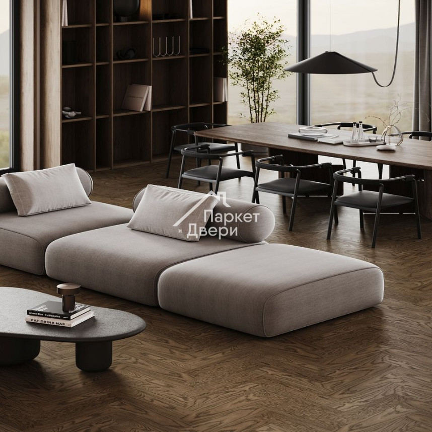 Кварцевый паркет Quartz Parquet Штучный паркет Дуб Брауни 44-413 5/0,6 мм (1,12м²)-1