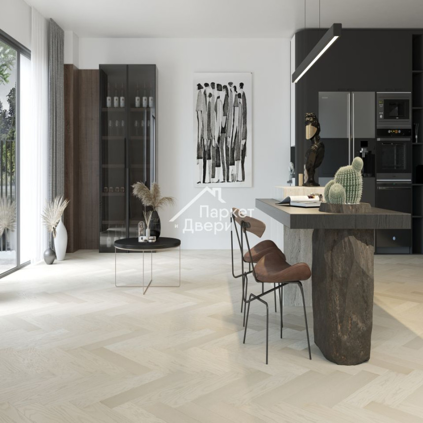 Кварцевый паркет Quartz Parquet Английская Ёлка Дуб Песочный 33-408 5/0,6 мм (1,936м²)-1