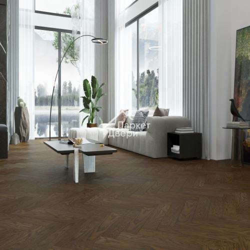 Кварцевый паркет Quartz Parquet Английская Ёлка Дуб Брауни 33-413 5/0,6 мм (1,936м²)