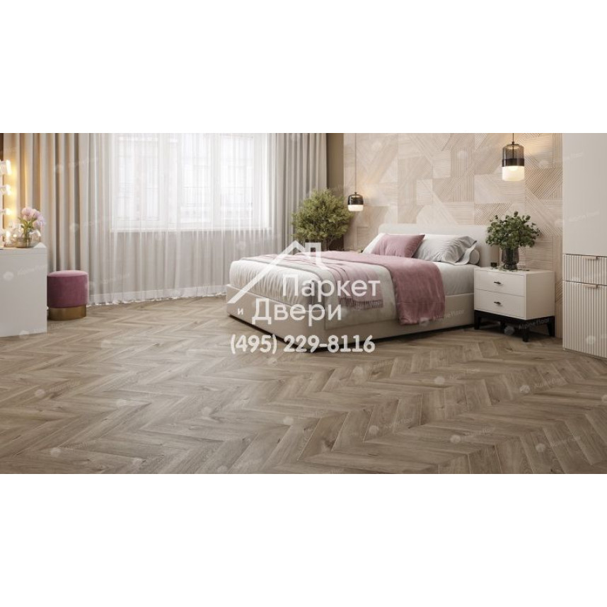 Виниловый пол Alpine Floor Chevron Alpine ДУБ Натуральный Отбеленный ECO 18-3 600х127х5-4