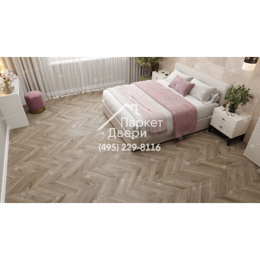 Виниловый пол Alpine Floor Chevron Alpine ДУБ Натуральный Отбеленный ECO 18-3 600х127х5-3