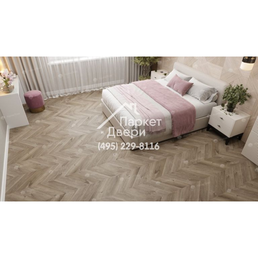 Виниловый пол Alpine Floor Chevron Alpine ДУБ Натуральный Отбеленный ECO 18-3 600х127х5