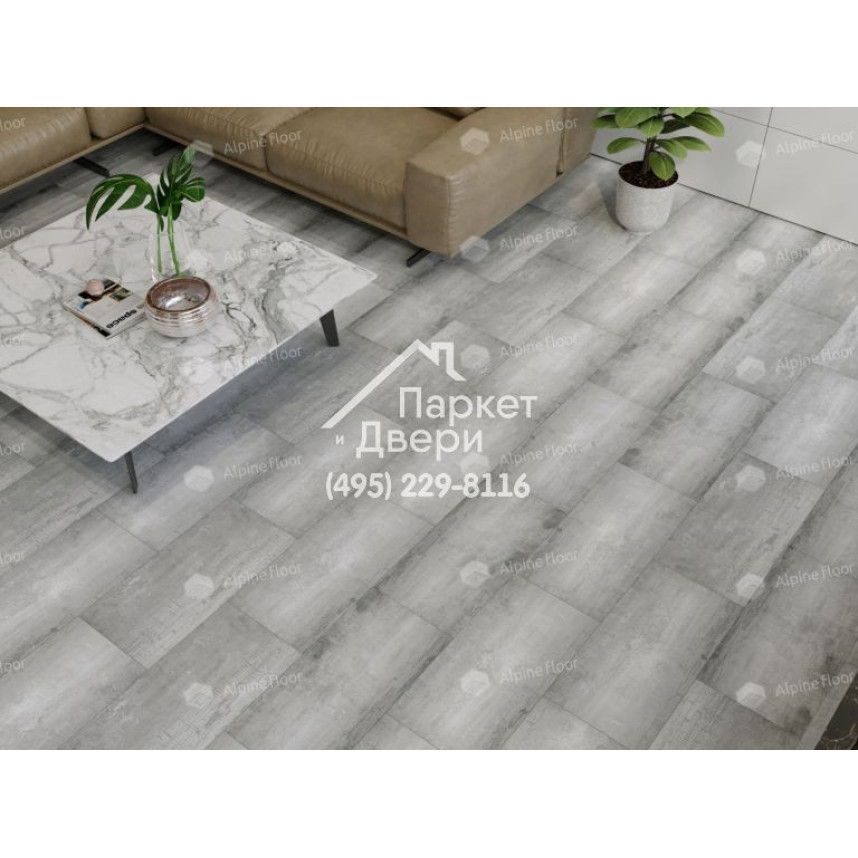 Виниловый пол Alpine Floor LIGHT STONE LVT плитка Корнуолл ECO-15-1-4