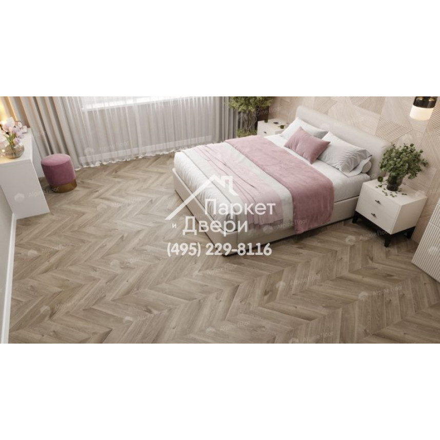 Виниловый пол Alpine Floor Chevron Alpine LVT плитка Дуб Натуральный Отбеленный Chevron ECO 20-3-2