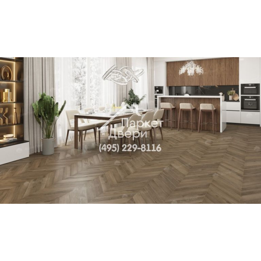 Виниловый пол Alpine Floor Chevron Alpine LVT плитка Дуб Насыщенный Chevron ECO 20-4-1