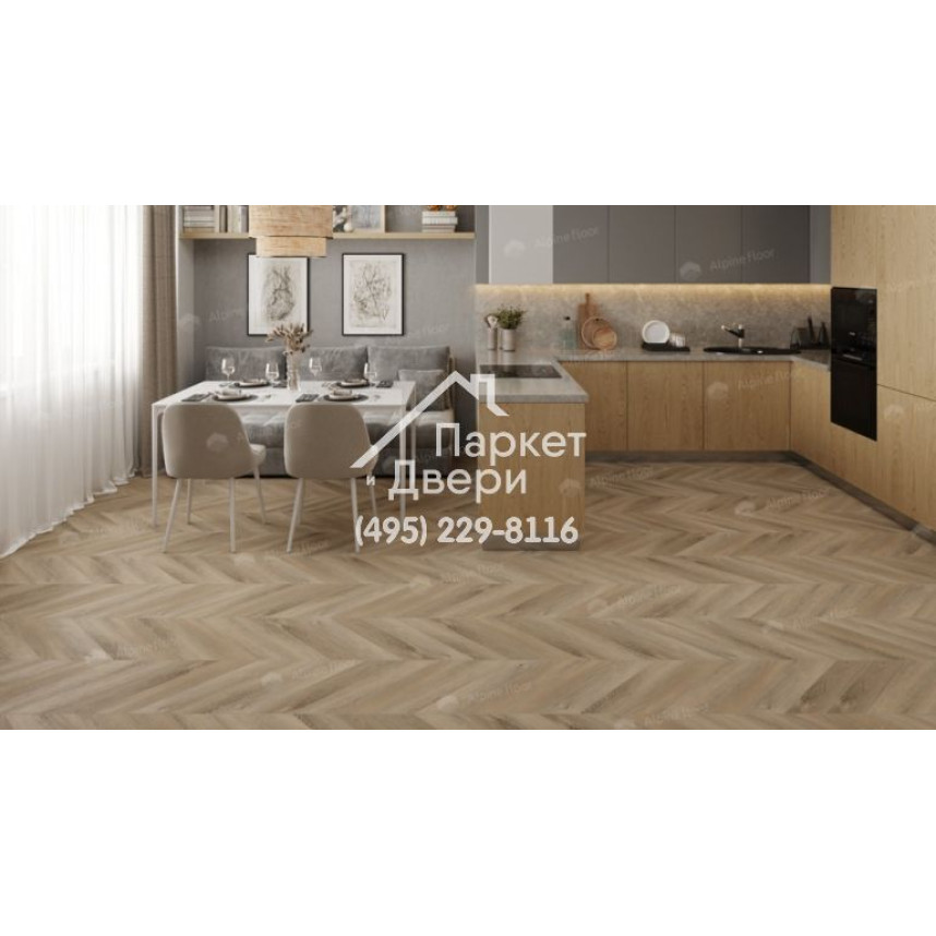 Виниловый пол Alpine Floor Chevron Alpine LVT плитка Дуб Синистра Chevron ECO 20-6