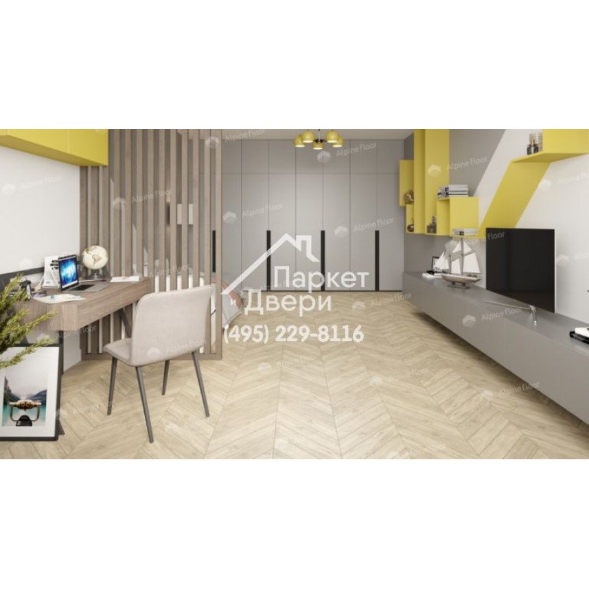 Виниловый пол Alpine Floor Chevron Alpine LVT плитка Сонома Chevron ECO 20-7