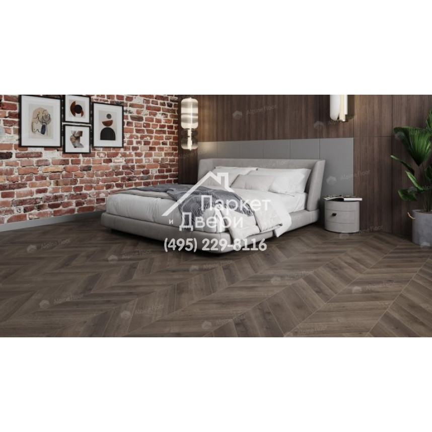 Виниловый пол Alpine Floor Chevron Alpine LVT плитка Дуб Антарес Chevron ECO 20-9-1