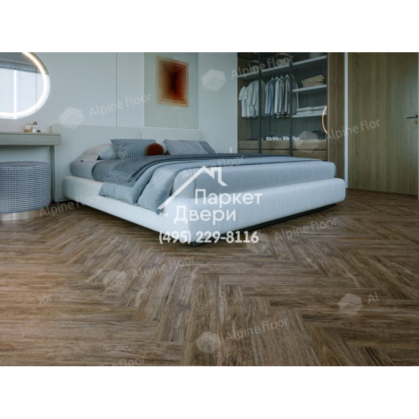 Ламинат Alpine Floor Herringbone 8 Pro Дуб Бордо LF102-10  