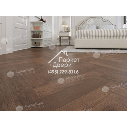Инженерная доска Alpine Floor Castle Английская елка Дуб Браун Стори EW202-09 600х120х12