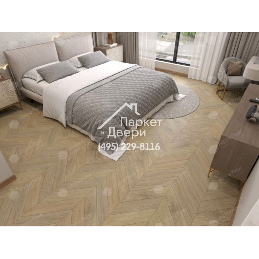 Инженерная доска Alpine Floor Chateau Французская елка Дуб Милкшейк EW203-02 600х120х12