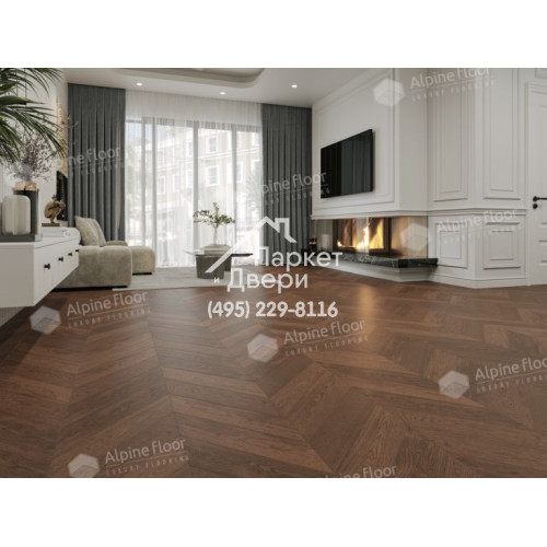 Инженерная доска Alpine Floor Chateau Французская елка Дуб Браун Стори EW203-09 600х120х12