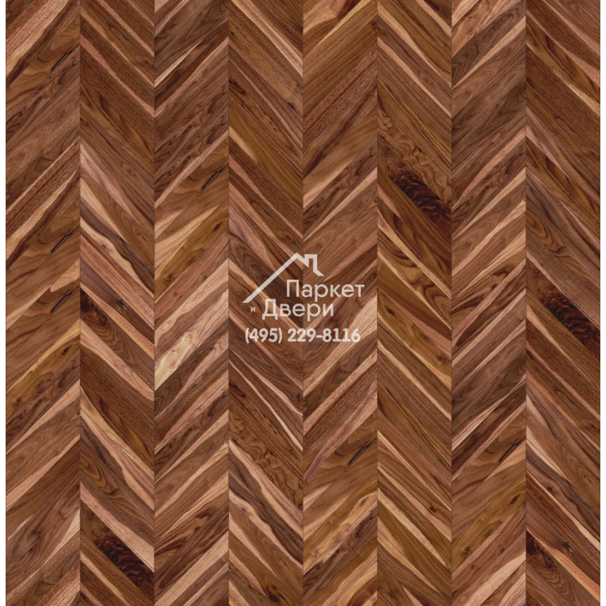 Паркет Французская Ёлка Coswick 45° Американский орех Натуральный 1375-3201-30, Традишинал, 500x127x15