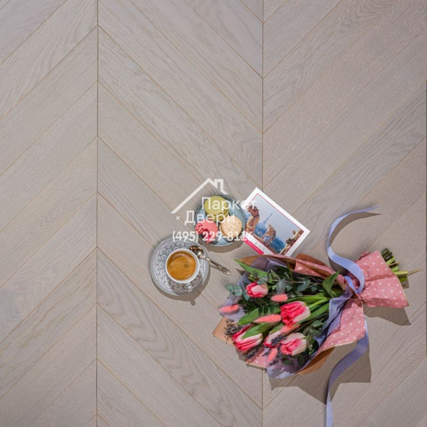 Паркет Французская Ёлка Coswick 60° Дуб Серая пейна 1176-1891-10, Селект энд Бэттер, 548x127x15-1