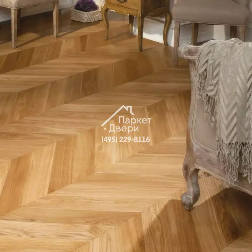 Паркет Французская Ёлка Coswick 60⁰ Дуб Натуральный 1123-1201-10, Селект энд Бэттер, 548x127x19,05-2