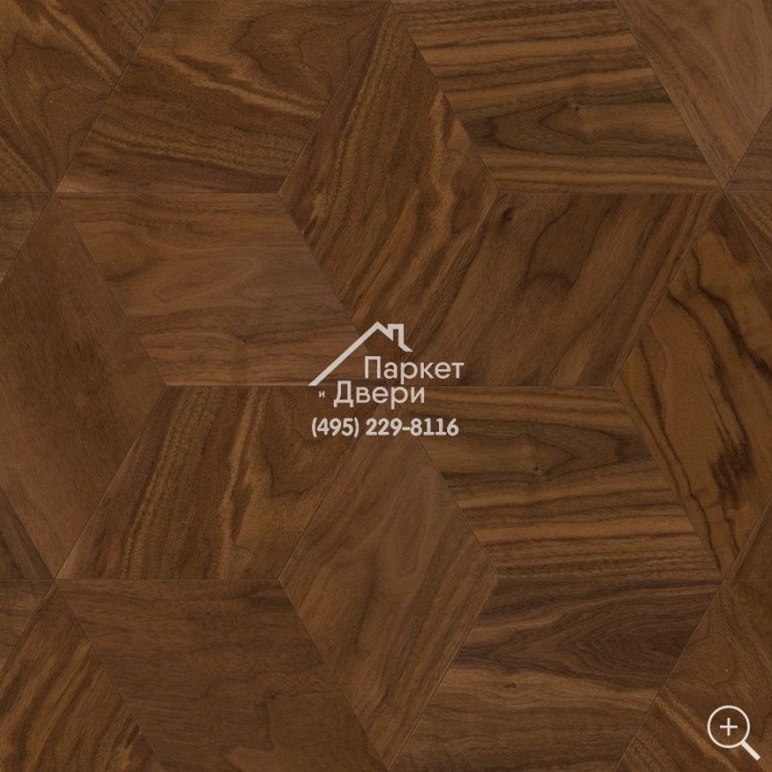 Мозаичный паркет Coswick Ромб Американский орех Натуральный 1393-1101-30, Селект энд Бэттер, 220x190x19,05